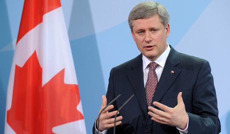 German Chancellor Merkel welcomes Canadian PM Harper