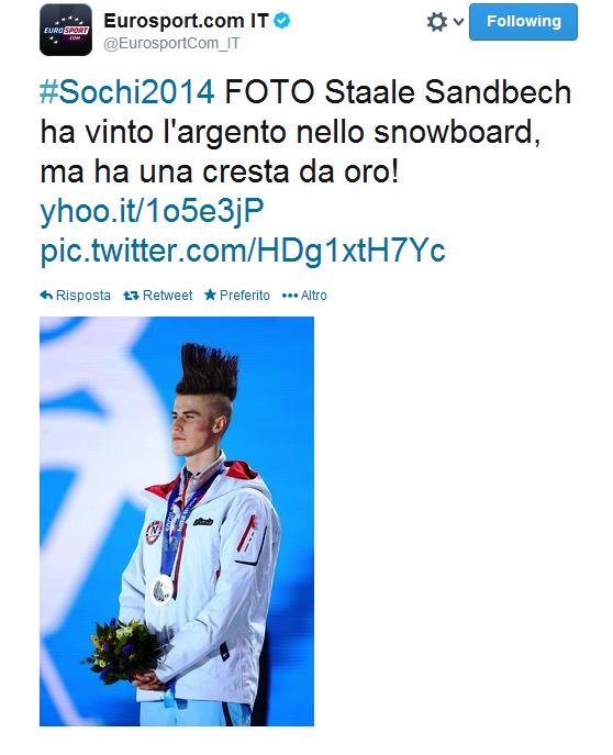 Staale Sandbech "Snowboarder Norvegese" Nulla da invidiare alle creste di Balotelli, El Shaarawy e Hamsik.