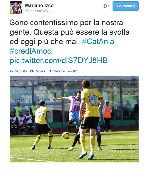 Un Izco abbastanza soddisfatto dopo la grande vittoria del Catania contro la Lazio per 3-1