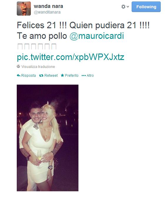Non potevano mancare gli auguri su Twitter da parte della sua dolce metà!