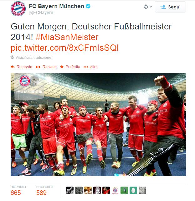 Il Bayern Monaco conquista il suo 24° Scudetto "Meisterschale" con 7 giornate di anticipo, dopo la vittoria contro l'Hertha Berlino per 3-1.