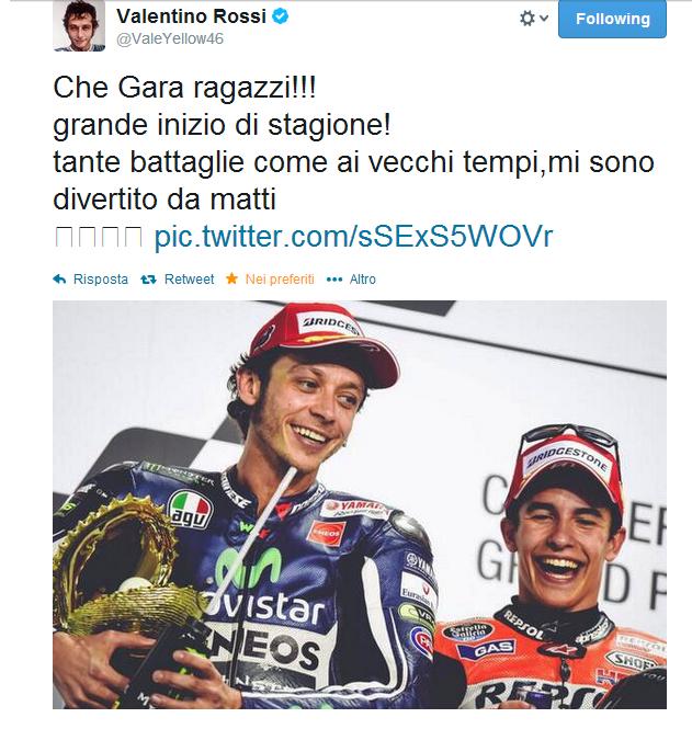 Buona la prima per il Dottore, dopo un 2013 deludente speriamo che sia un 2014 migliore, che inizia con un secondo posto in Qatar.