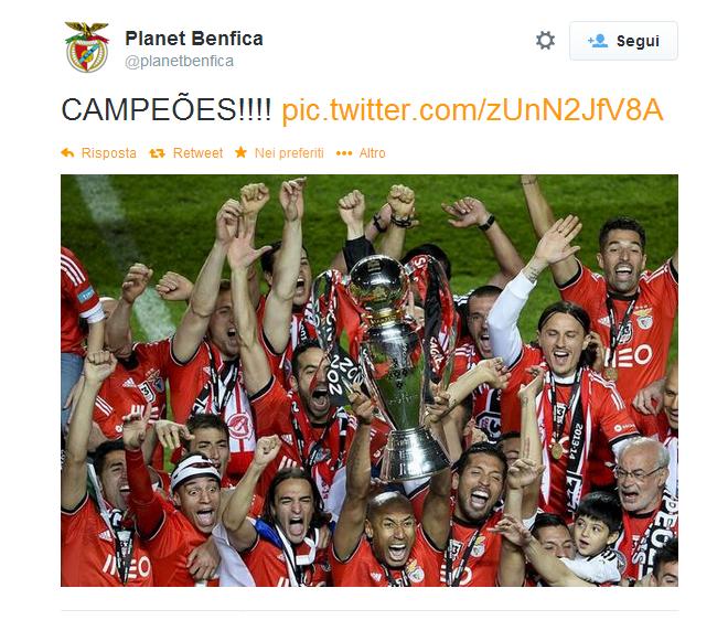 Lisbona in festa, dopo 3 anni di dominio del Porto, il Benfica torna a vincere il campionato, salendo a quota 33 scudetti.