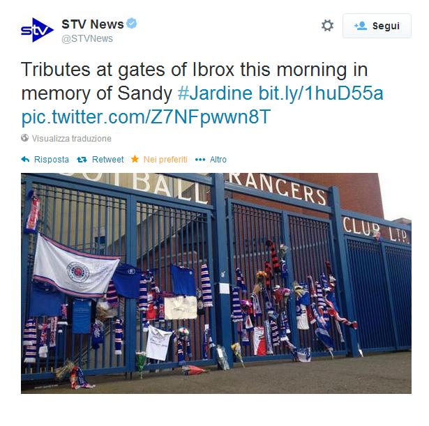 La notte scorsa Sandy Jardine si è spento a causa di un cancro al fegato, stella dei Glasgow Rangers dal 1965-1982 collezionando 674 presenze tra campionato e coppe