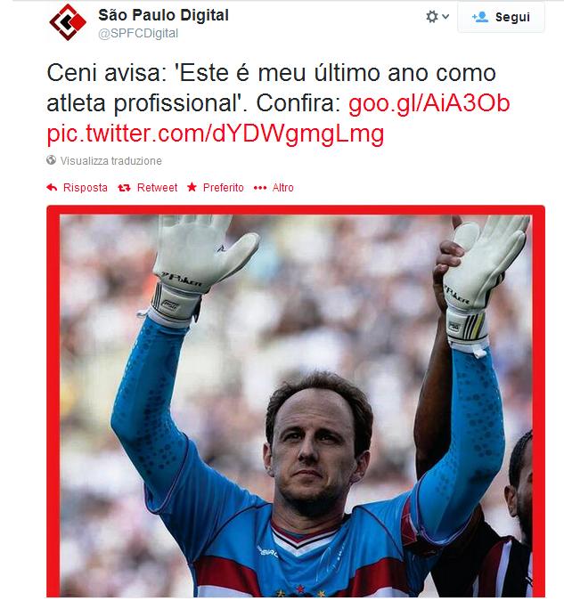 Rogério Ceni portiere che ha segnato più gol nella storia del calcio "114", difende la porta del San Paolo "São Paulo FC nota squadra brasiliana" dal 1990 ha deciso che a fine stagione appenderà i guantoni al chiodo.