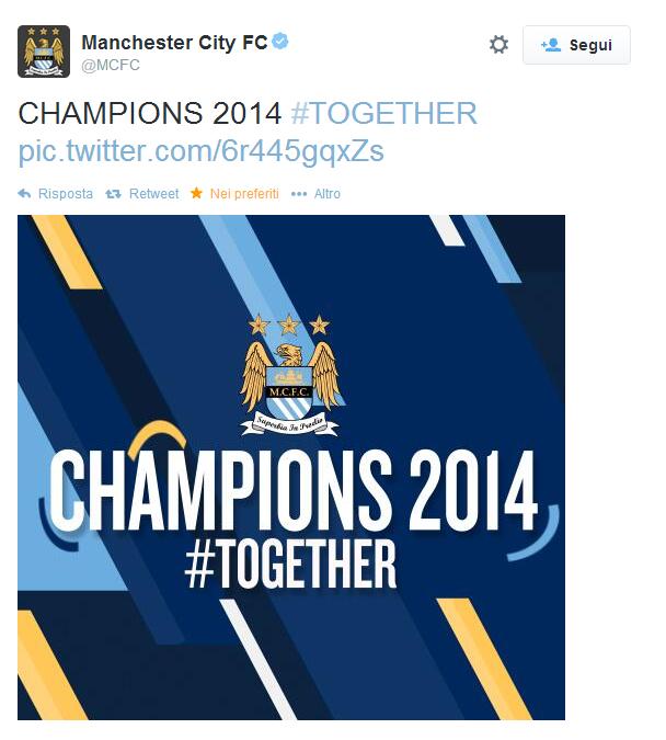 Dopo la vittoria nel 2012 il Manchester City torna a vincere uno dei campionati più prestigiosi del vecchio continente, conquistando il quarto titolo della storia.