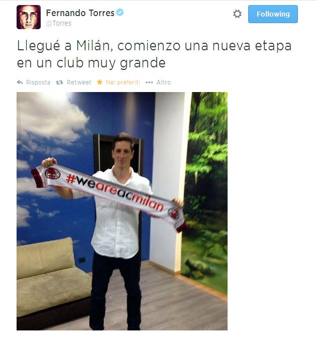 Fernando Torres ex stella di Atletico Madrid, Liverpool e Chelsea, sbarca finalmente in Italia e sarà alla corte di Filippo Inzaghi, come nuovo numero 9 del Milan, si presenta così ai suoi nuovi tifosi dopo le visite mediche.