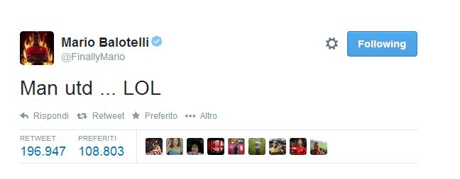 Dopo la clamorosa rimonta del Leicester a spese del Manchester United da 1-3 a 5-3 a fine partita non è venuto a mancare il commento di Mario Balotelli "ex Manchester City" dopo il tweet, i tifosi "sponda United" si sono scatenati contro di lui, insultandolo pesantemente anche con commenti razzisti.