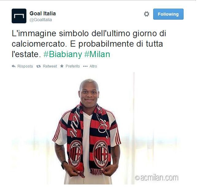  Storie di mercato - Jonathan Biabiany "ex campione del mondo con l'Inter" Dopo aver fatto le visite mediche e posato con la sciarpa del Milan, salta tutto, la contropartita "Cristian Zaccardo" per un disaccordo sull'ingaggio fa saltare lo scambio tra Milan e Parma.