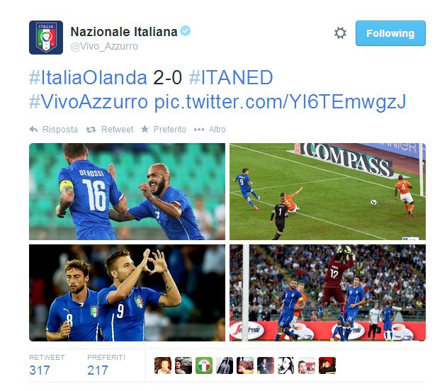 Buona la prima da ct per Antonio Conte, al San Nicola di Bari davanti a 48 mila persone, nell'amichevole di lusso, l'Italia batte l'Olanda per 2-0, con le reti di Immobile e De Rossi (R).