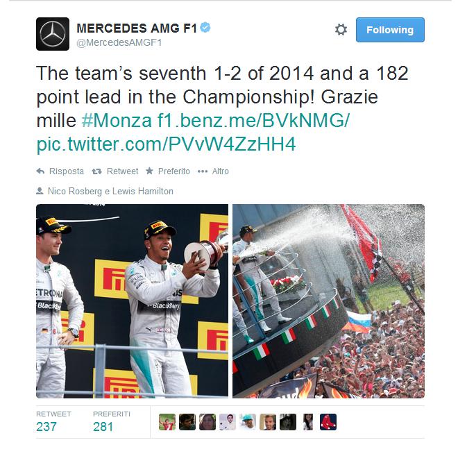 Le frecce d'argento dominano nel tempio della velocità, Hamilton conquista il Gp di Monza davanti al compagno di squadra Rosberg e Massa con la Williams.