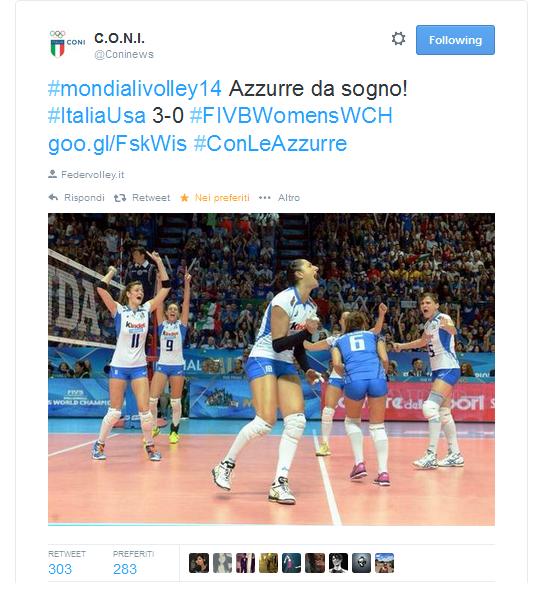  L'Italia nella prima partita della fase finale schiaccia gli USA con un netto 3-0 (25-23, 25-22, 25-20), facendo un passo importante verso le semifinali, che potrebbe arrivare già giovedì, visto la sfida tra USA e Russia, venerdì sempre  al Forum di Assago l'Italia di Bonitta giocherà contro la Russia "detentrice del titolo".