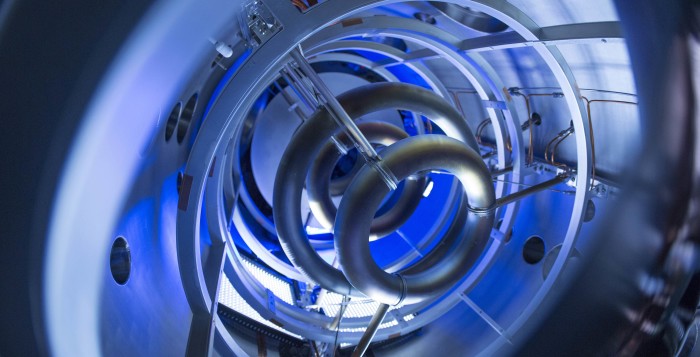 The magnetic coils inside the compact fusion (CF) experiment are critical to plasma containment, as pictured in this undated handout photo