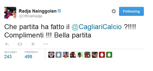 Radja Nainggolan "centrocampista della Roma" risponde cosi ad alcuni tifosi napoletani, che non hanno preso con molta simpatia un suo tweet, dove si complimentava con i suoi ex compagni di squadra del Cagliari, per il pareggio contro il Napoli "Napoli Cagliari 3-3".