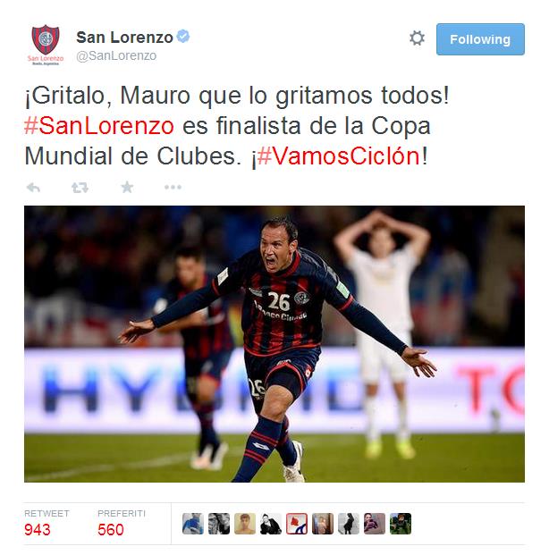  L'undicesima edizione della Coppa del mondo per club, se la giocheranno San Lorenzo e il Real Madrid, che hanno vinto rispettivamente contro Auckland City per 2-1 e Cruz Azul per 4-0. 