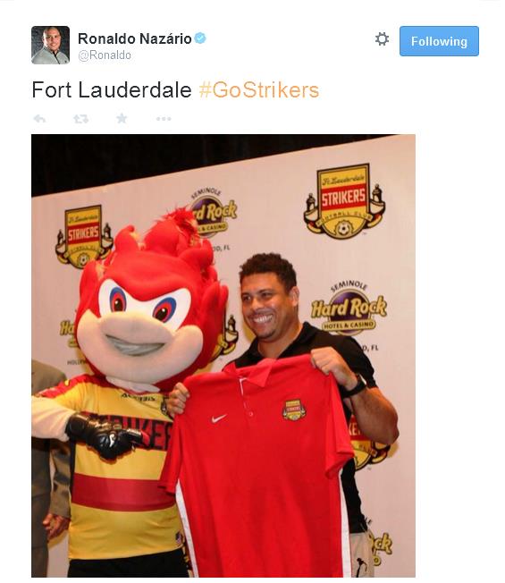  Ronaldo è diventato co-proprietario dei Fort Lauderdale Strikers, società calcistica statunitense, che milita nella North American Soccer League, la serie B statunitense. Tra gli anni '70 e '80, hanno vestito questa maglia anche George Best e Gerd Muller.