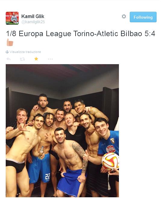  La gioia dei giocatori del Torino dopo l'impresa del San Mames, sono la prima squadra italiana ad aver vinto in casa dell'Athletic Bilbao 2-3.