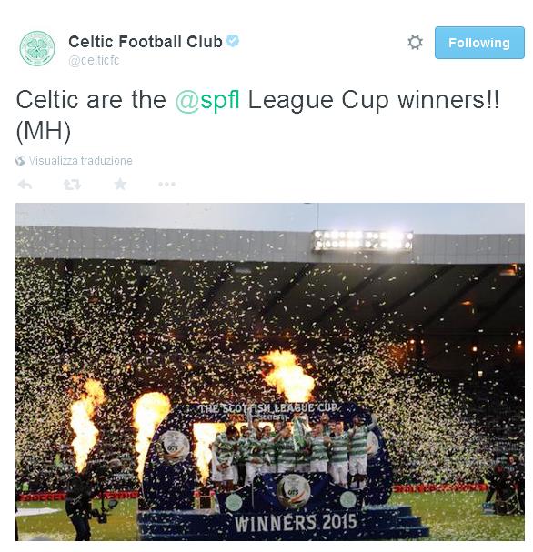  Il Celtic conquista il suo primo titolo stagionale, vincendo la coppa di Lega di Scozia, a spese del Dundee United per 2-0, reti di Commons (28') e Forrest (79'). Conquistando la sua 15esima coppa.