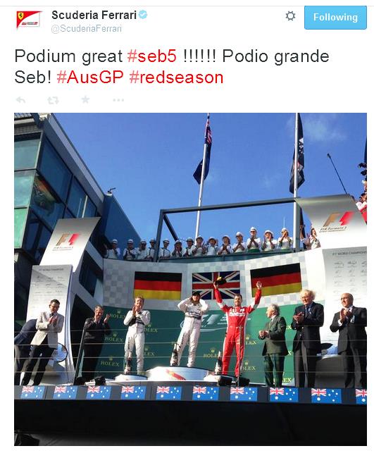 Possiamo dire buona la prima per Sebastian Vettel e la Ferrari, che conquistano il terzo posto a Melbourne.