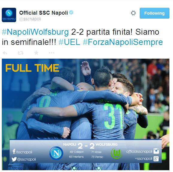 Serate indimenticabili per le italiane in Europa. Dopo 12 anni la Juventus torna in una semifinale di Champions League, e dopo 5 anni ritroviamo un italiana a lottare per la coppa più prestigiosa a livello di club. Adesso toccherà giocarsi la finale contro i Campioni d'Europa di Carletto Ancelotti. Il Napoli dopo la larga vittoria in Germania si fa recuperare in casa dal 2-0 al 2-2 in pochi minuti, e dopo 26 anni tornerà a giocarsi una semifinale europea, dovrà vedersela contro gli ucraini del Dnipro, mentre la Fiorentina con la vittoria casalinga per 2-0 approda in semifinale dopo 5 anni dove affronterà i campioni in carica del Siviglia