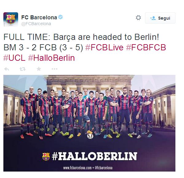Nonostante la sconfitta nella gara di ritorno contro i bavaresi per 3-2 il Barcellona volerà lo stesso a Berlino, forte della vittoria dell'andata per 3-0. Per la conquista della coppa più prestigiosa del vecchio continente, dovrà vedersela con i campioni d'Italia.