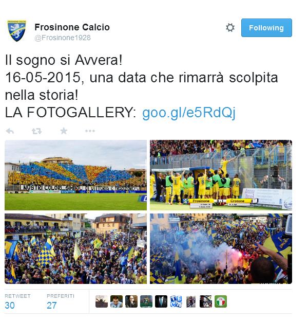 I ciociari battendo in casa il Crotone per 3-1, conquistano per la prima volta nella loro storia il massimo campionato.