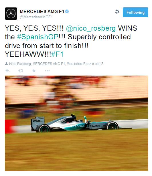  Doppietta Mercedes e prima vittoria stagionale per Rosberg, per la Ferrari ancora un terzo posto, ma questa volta con Sebastian Vettel.