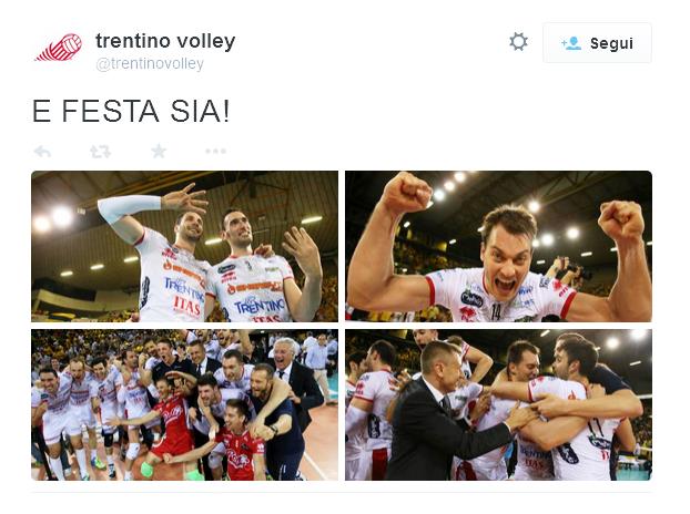 incendo per 3-0 in gara 4 contro il Modena, la Trentino Volley si laurea per la quarta volta campione d'Italia, vincendo la serie per 3-1.
