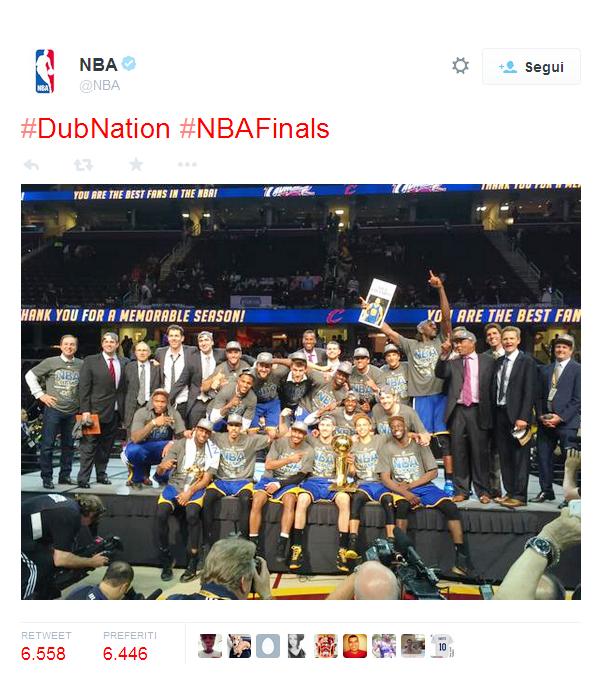  Dopo 40 anni i Golden State Warriors tornano a vincere il titolo NBA, battendo i Cleveland Cavaliers in gara-6: serie chiusa sul 4-2.