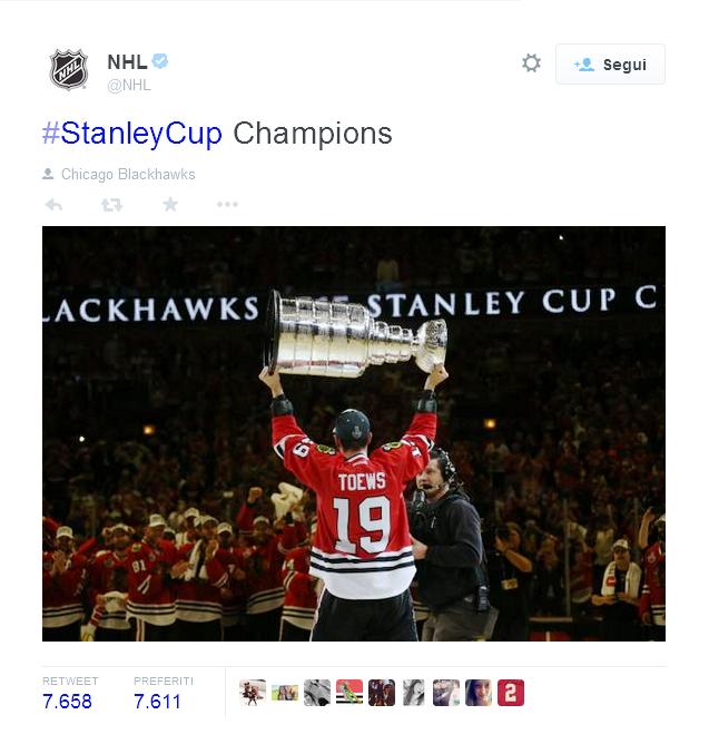 I Chicago Blackhawks hanno vinto la 6° Stanley Cup della loro storia 